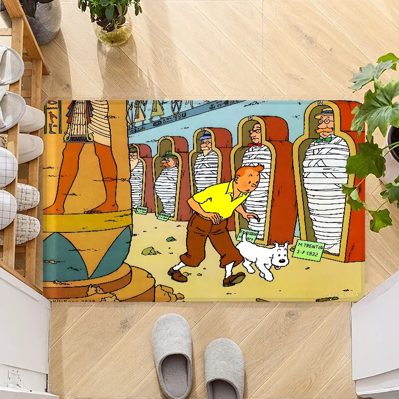 The Adventures of Tintins Door Mat Entrance Non-slip Doormat Washable Kitchen Carpet Hallway Rugs Bathroom Bath Door Mats