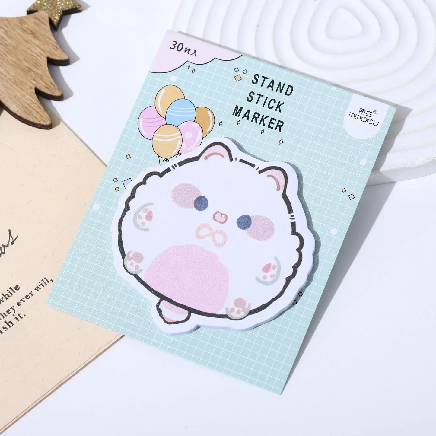 1 Piece Lytwtw's Adhesive Cute Cartoon Cat Notes Notepad Memo Pad Office School Supplies Stationery Sticker