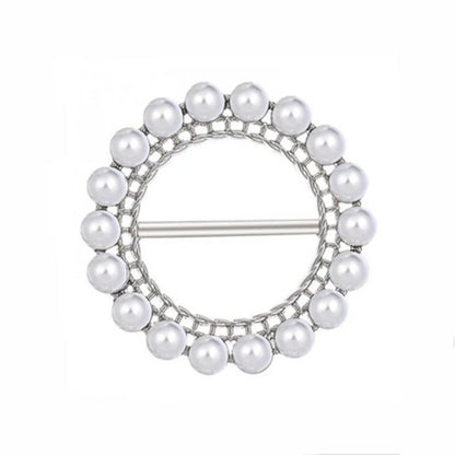 Round Brooches Pearl Rhinestone Brooch Women's Elegant Clothing Shawl Scarf Buckle Pins Jewelry T-shirt Corner Knotted Buckles