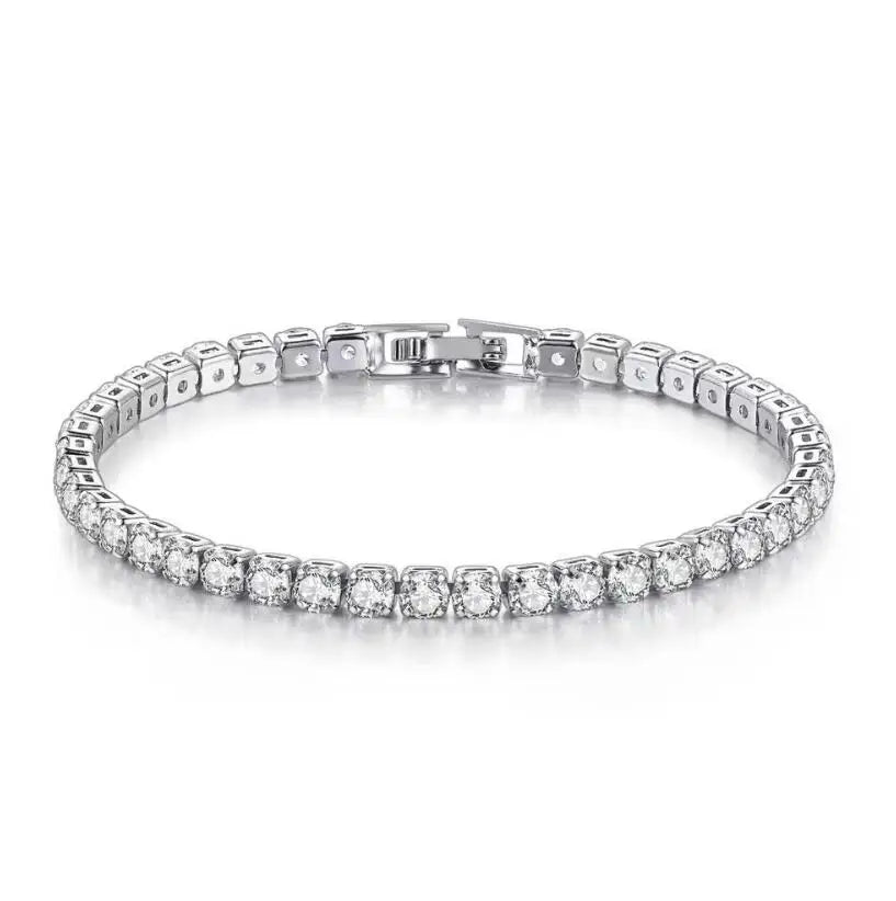 Pure Silver Of 17.5-18CM Tennis Bracelet Jewelry 2-4mm 5A CZ Eternal Gift For Wife Stunning Real 925 Jewellery