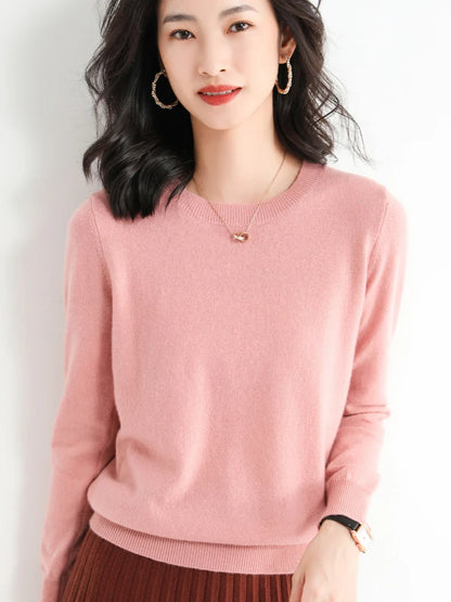 2024 Classic Style Cashmere Pullover Fashion Merino Wool Sweater Round neck Long Sleeve Knitwear Soft Warm Basic' Clothing Tops