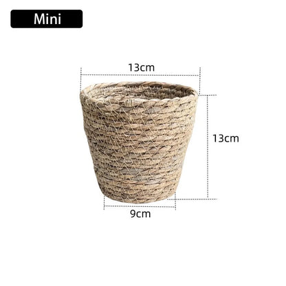 1Pc Grass Woven Flowerpot Mini/S/M/L Rattan Straw Flower Pot Basket Durable Planter Basket New Woven Plant Flower Basket