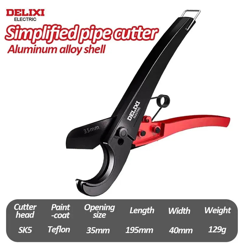 DELIXI ELECTRIC Pipe Cutter，Pipe Scissors SK5 Material Ratchet Cutter PVC/PU/PP/PE Hose Cutting Hand Tool，for Plumber，Homeowners