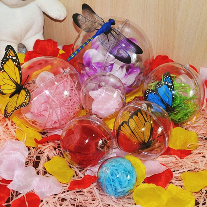 4-10cm Transparent Open Plastic Christmas Tree Pendant Home Decoration Ball Clear Bauble Ornament Gift Present Box Decoration