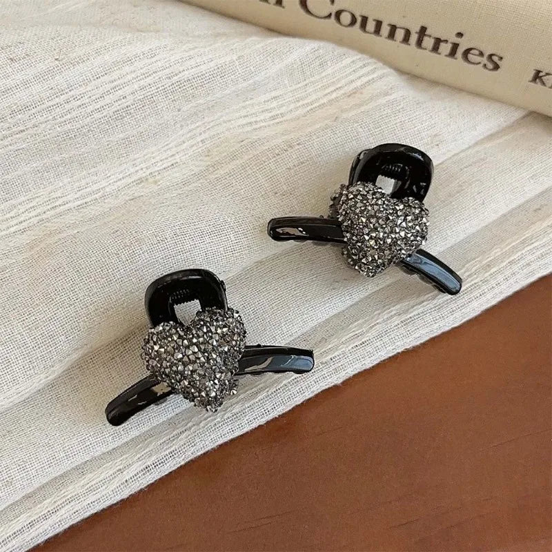 Delicate rhinestone love small grab clip female high sense 2024 new bangs forehead hairpin side clip side hair accessories