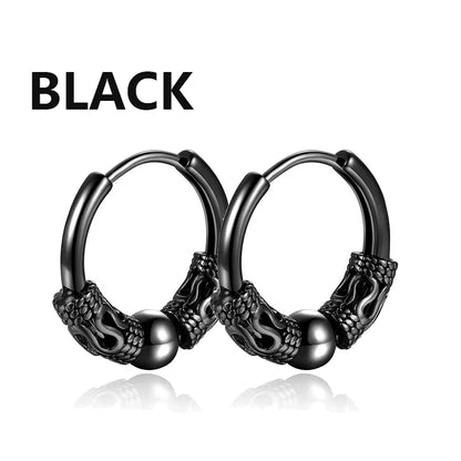 1 Pairs Punk Stainless Steel Stud Earrings Black Earrings Set For Men Women Vintage Hip Hop Piercing Ear Jewelry