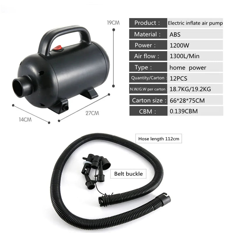 Powerful 1200W Air Pump Electric Inflatable Pump 220V-240V Inflation Deflation Compressor for Airboat Inflatable Sofa Bed