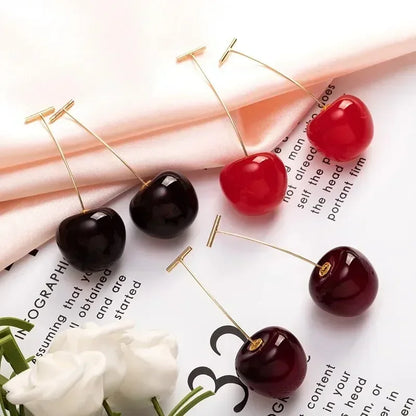 New Cute Simulation Red Cherry Earrings for Women Girl Sweet Resin Hot Sale Earring Student Fruit Fashion Jewelry Gift Серьги