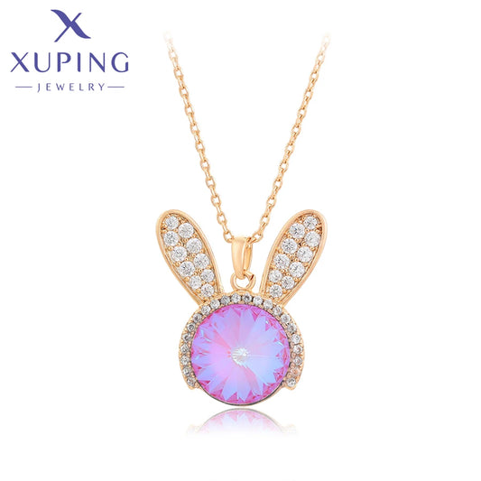 Xuping Jewelry Fashion Copper Alloy Rabit Animal Crystals Pendant Necklaces for Women Brithday Gift X000672375