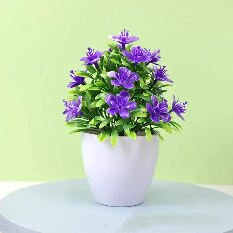 1pc Artificial Flowers Five Leaf Plum Small Potted Plants Can Be Placed Indoors And Outdoors Suitable For Home Decoration