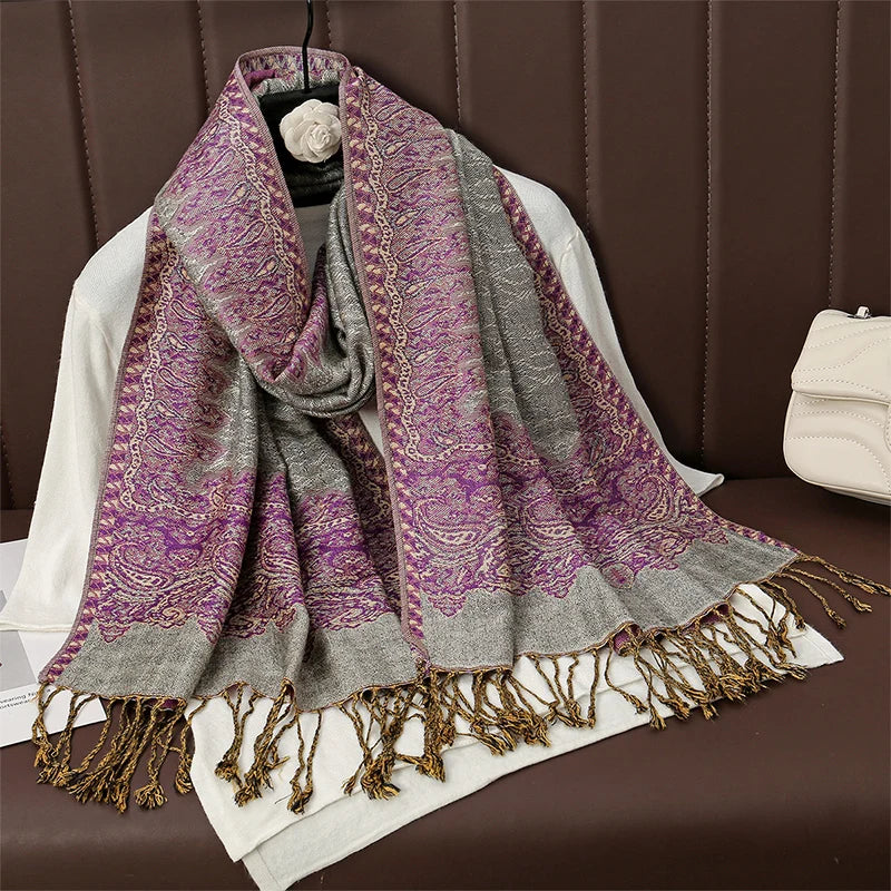 Luxury Brand Autumn Cashmere Pashmina Shawl Lady Wrap Warm Winter Scarves Design Print Female Foulard Cotton Stoles Scarf 2023