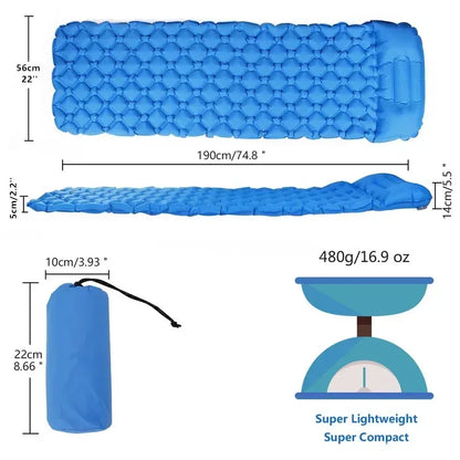 Sleeping Pad Ultralight Inflatable Sleeping Pad for Camping,Ultralight Waterproof Sleeping Mat W/Pillow Hammock Mate air sofa