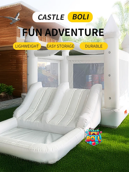 White Bounce House 5.6*3.3*3M Jumping Castle For Kids Bouncy House Withe For Children Outdoor Toys With Blower Slide