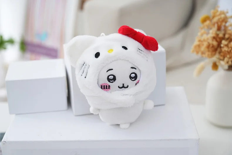 Chiikawa Sanrio's Cross-dressing Doll Hello Kitty Chiikawa Self-mocking Bear Keychain Pendant Decoration Children's Gift