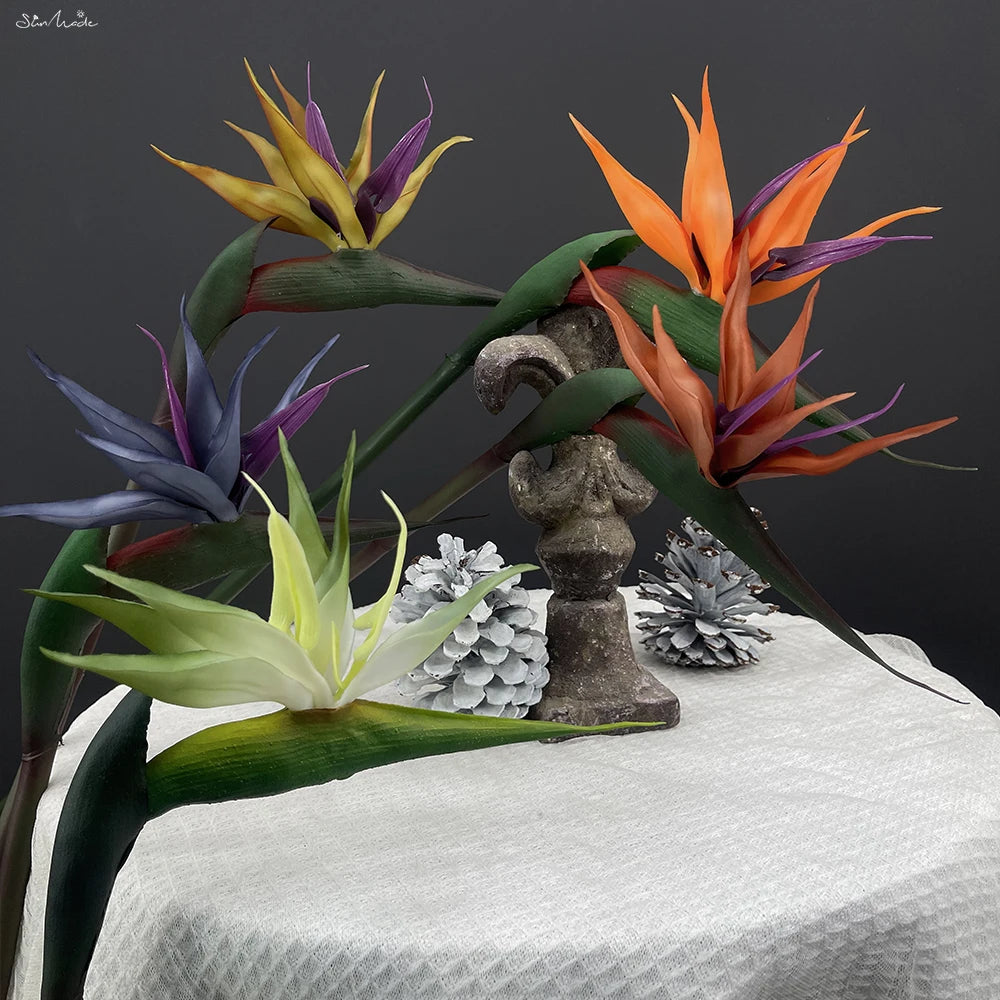 Sunmade Luxury Real Touch Birds of Paradise Fake Flowers Home Accessaries Garden Decoration Wedding Decor Flores Artificiales