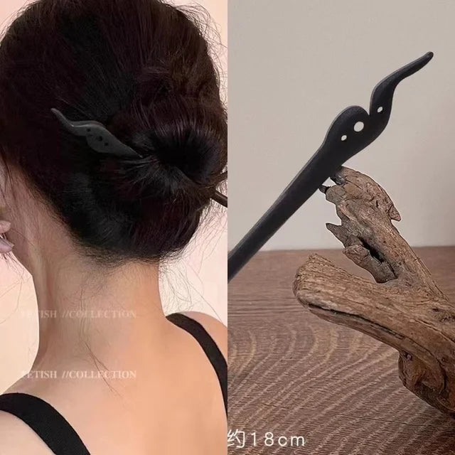 New Women Fashion Simple Black Wood Hairpin Adult Sweet Hairpins Female Hair Accessories Headwear