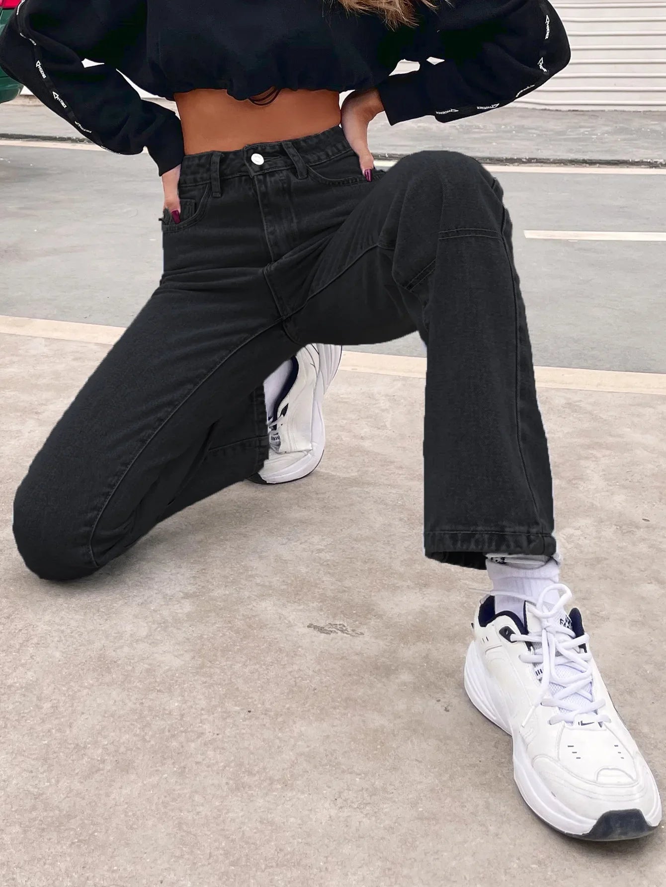 Spliced Ankle Length Straight Pants Women Jeans Loose Fit Denim High Waist Zipper Fly Jean Pockets Streetwear 2025 Vintage