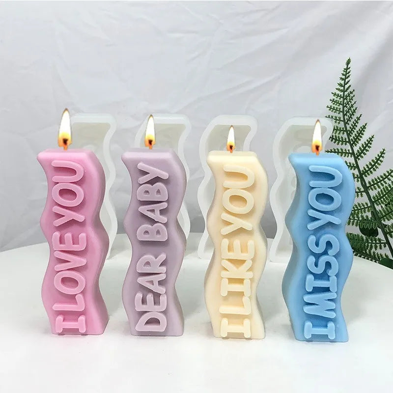 Valentine's Day Silicone Candle Mold 3D Wave Letter Handmade DIY Craft Mould Resin Epoxy Form for Candles Soap New 2024