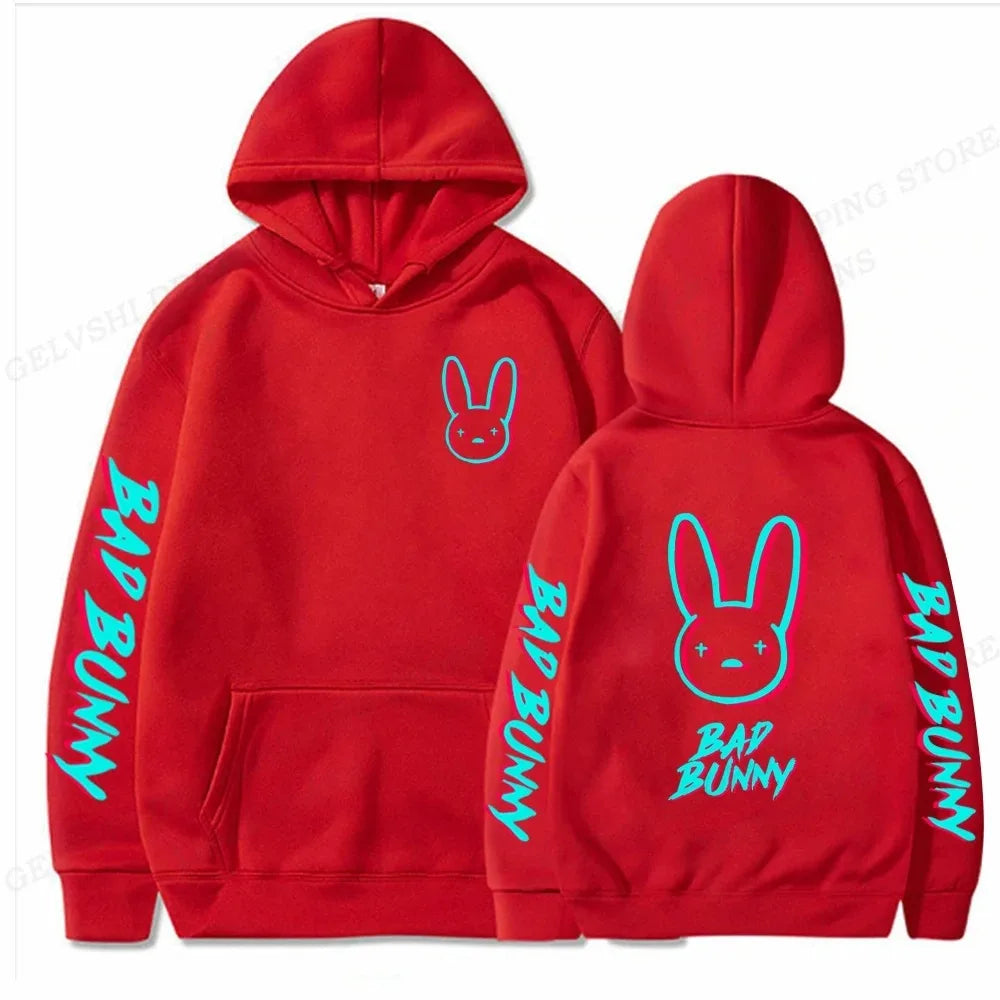 Bad Bunny Hoodie Men Fashion Hoodie Women Sweats Men's Hoodies Hip Hop Rabbit Sweatshirt Boy Coats Men's Clothing Rapper