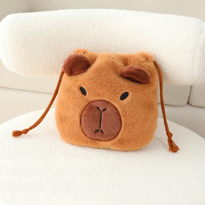 Cute Capybara Plush Car Pillow Rearview Mirror Tissue Box Car Headrest Shoulder Cover Combination Of Car Supplies Decoration Car