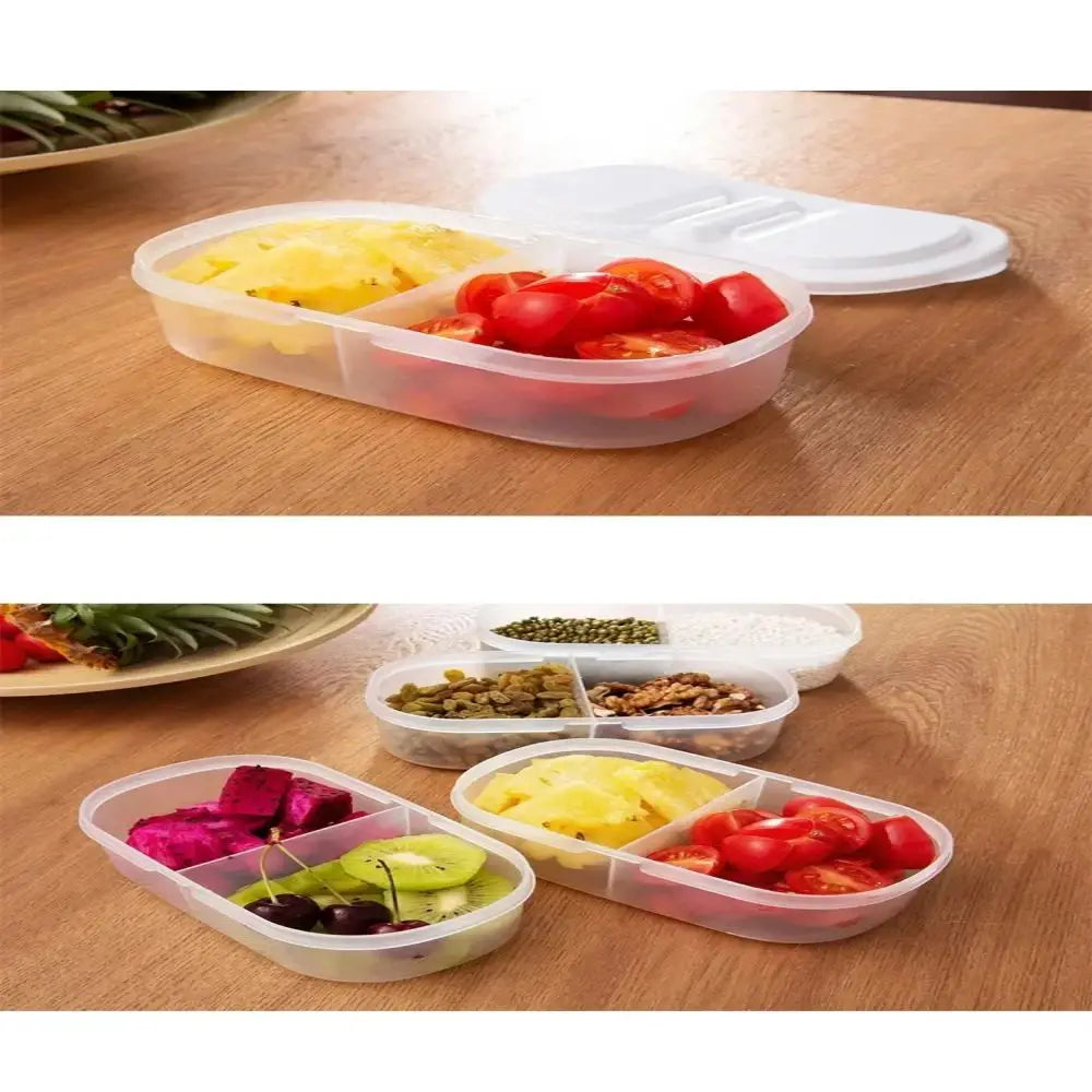 Double Compartment With Lid Food Dried Fruit Sealing Jar Multifunctional Kitchen Refrigerator Plastic Storage Jar