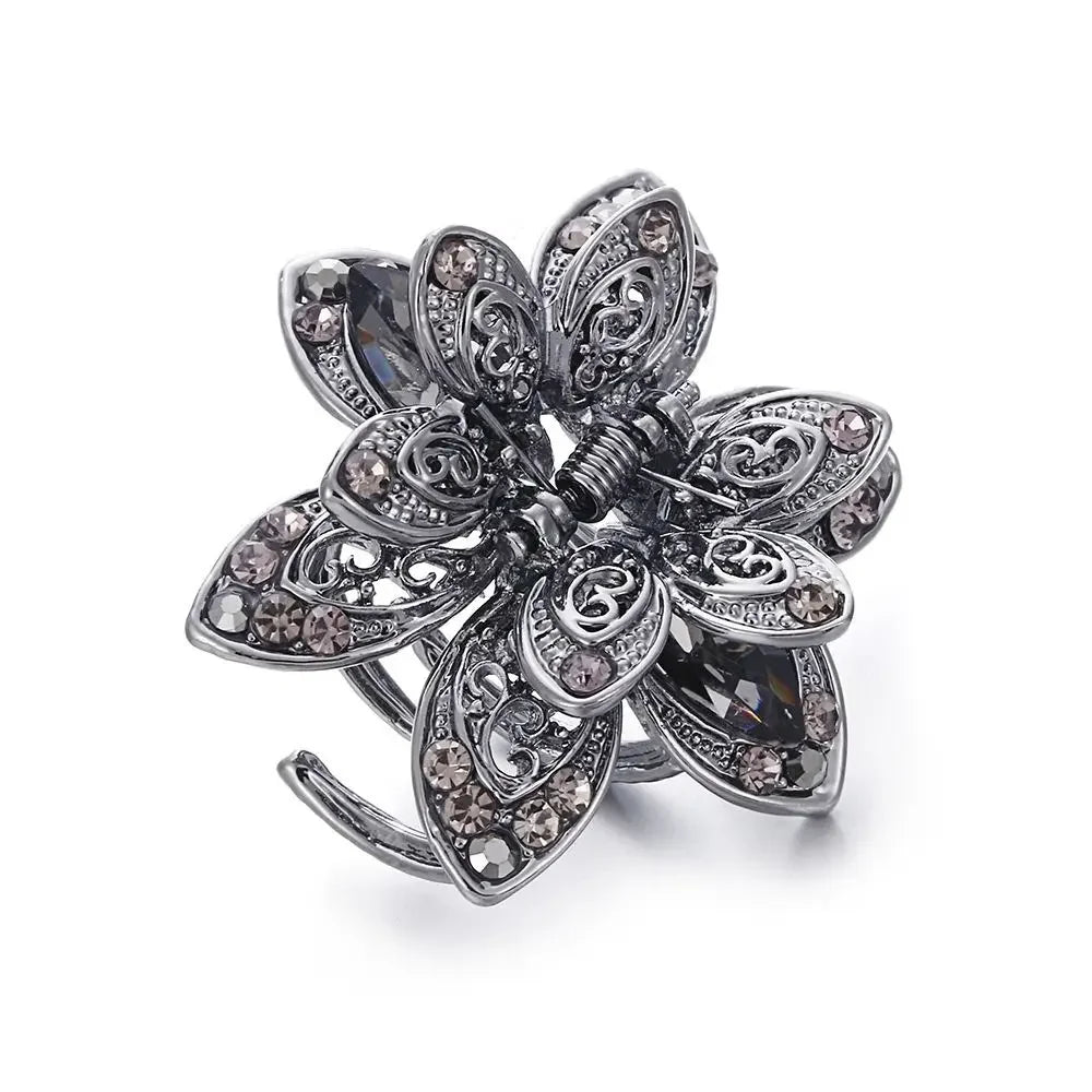 Women Crystal Hair Clip Claw Flower Hair Accessories Rhinestones Hair Clip Hair Claws Crab Jewelry Styling Tool