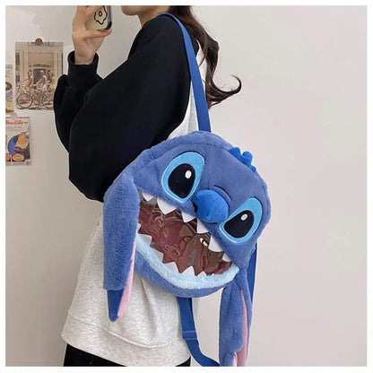 HOT Stitch See-through Bag Plush Doll Backpack Girls Large Capacity Cute Funny Backpack Anime Kawaii Cartoon School Bag Mochila