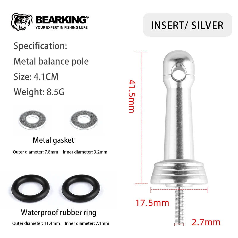 BEARKING Universal Fishing Wheel Balance Rod Anti Collision Insertion Screw in Equipped with Gasket Waterproof Rubber Ring