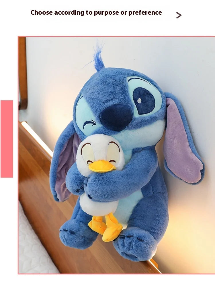 30/45cm Kawaii Plush Stitch Cartoon Hugs Donald Duck Stuffed Doll Children To Appease Sleeping Cartoon Collection Holiday Gifts