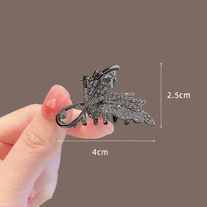 New Korean Style Alloy Rhinestone Black Hair Crab Claw For Ladies Women Headwear Summer Elegant Shining Hairpins Side Barrettes