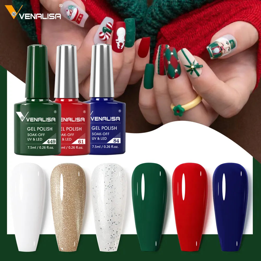 Venalisa Nail Gel Polish Kit Christmas Gift Winter Color Collection Semi Permanent New Learner Nude Pink Nail Varnish Set