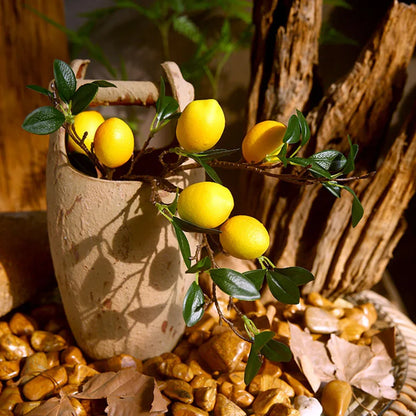 High quality Lemon fruit branch with green leaves Artificial flowers house table decor flores artificiales Photo Props