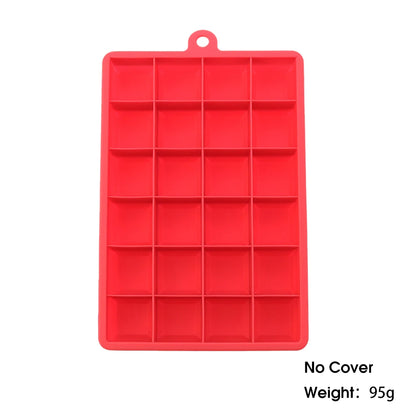 With Lid /No Lid 24-hole Silicone Ice Tray Square Box Auxiliary Food Puree Cheese Jelly Mold Bar Kitchen Tool Cocktail Cube