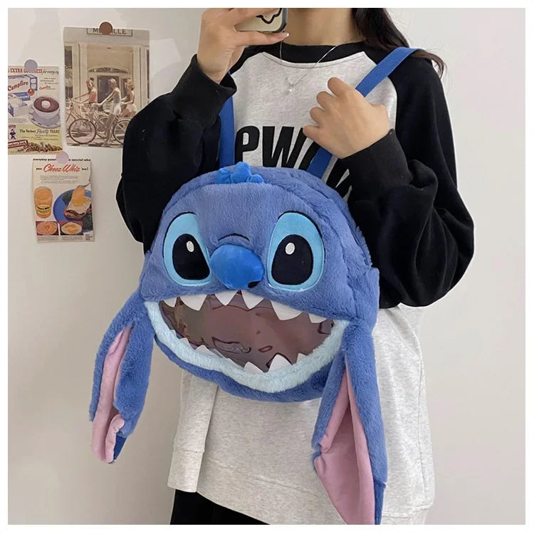 HOT Stitch See-through Bag Plush Doll Backpack Girls Large Capacity Cute Funny Backpack Anime Kawaii Cartoon School Bag Mochila