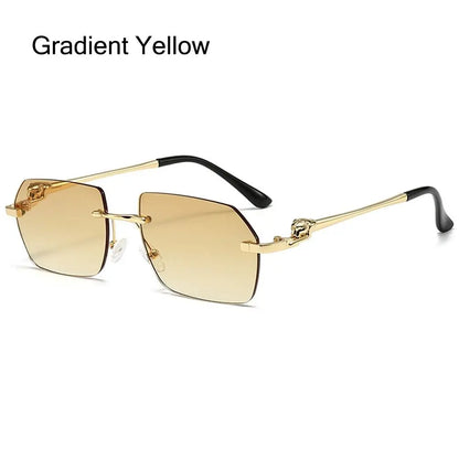 Trendy Rimless Sunglasses for Men Women Fashion Frameless Rectangle Sun Glasses Retro Shades Summer Traveling Eyewear UV400