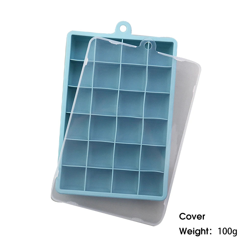 With Lid /No Lid 24-hole Silicone Ice Tray Square Box Auxiliary Food Puree Cheese Jelly Mold Bar Kitchen Tool Cocktail Cube