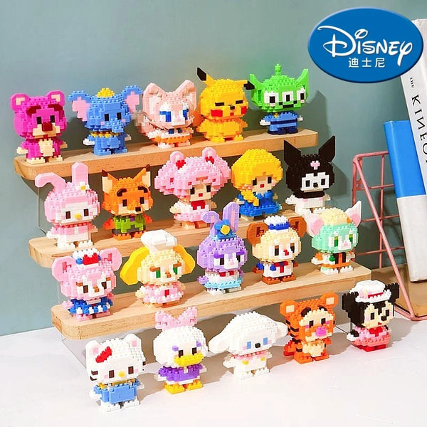 Disney 108 style Stitch LinaBell Hello Kitty Building Blocks Princess Cartoon Figrues Bricks Children's Assembly Toys Model Gift