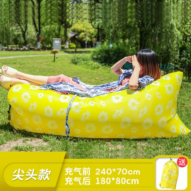 Outdoor inflatable lazy sofa, foldable portable inflatable mattress, beach leisure swimming pool inflatable cushion, home gifts