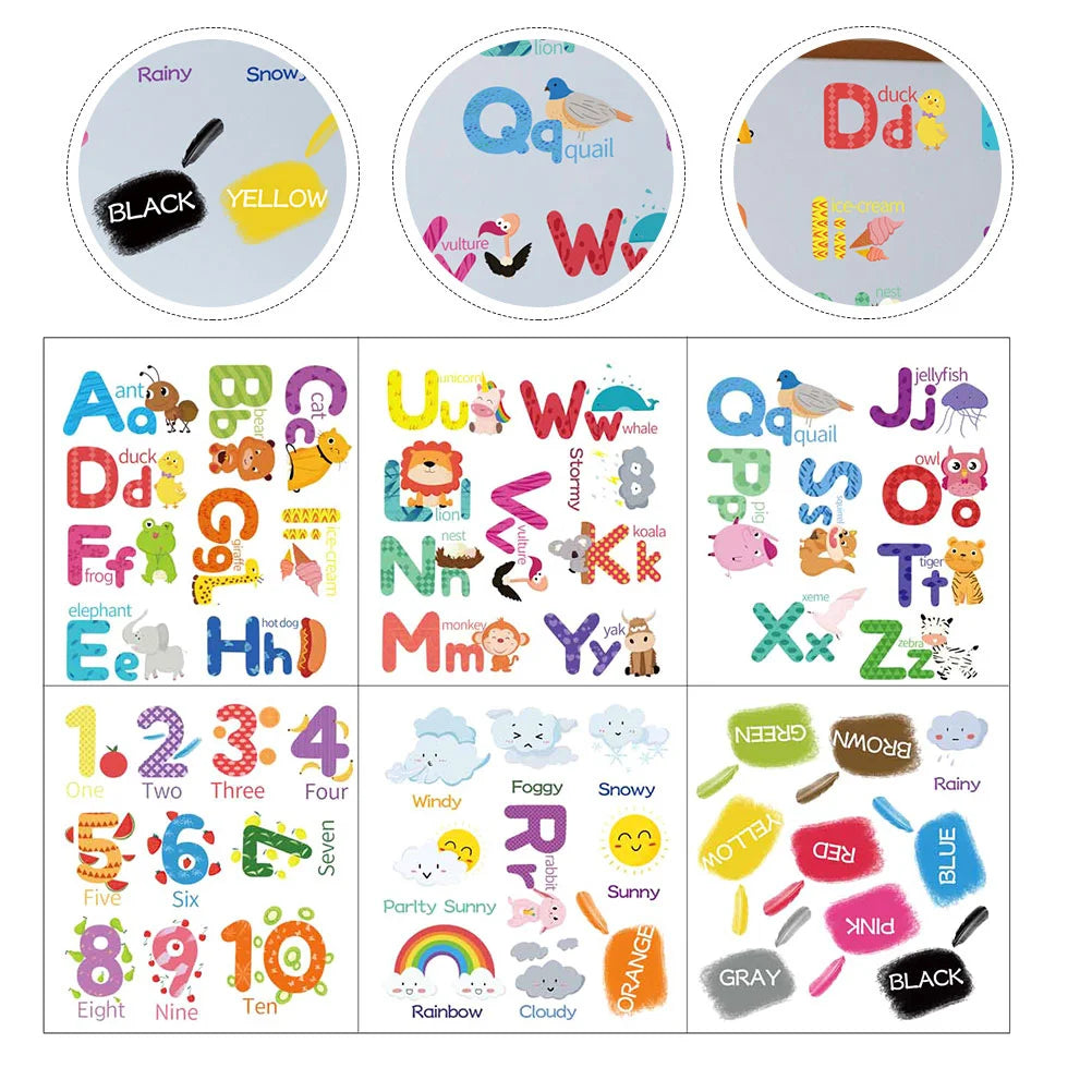 6pcs Wall Decals Alphabet Animal Stickers Abc Sticker Wallpaper Room Decal Cartoon Removable Nursery Kids Playroom Diy Classroom