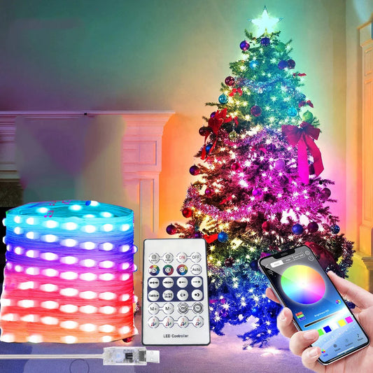 RGBIC Smart APP Fairy Lights 40M 400 LED Plug in Smart Christmas String Lights with Remote USB Bluetooth APP DIY Twinkle Light