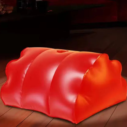 PU Leather Inflatable Pillow Half Moon Shape Cushion Wedge Petal Mount Bolster Travel Outdoor Play Mat Multifunctional Furniture