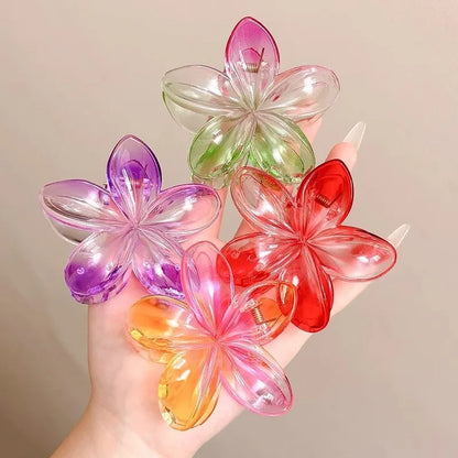 AISHG Gradient Flower Hair Claw Clips Non-Slip Hair Clips for Women Cute Shark Clips Hawaiian Hair Flower Clip Large Plumeria