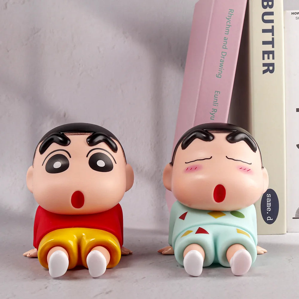 Crayon Shin-Chan Anime Figure Phone Holder Kawaii Desktop Ornaments Phone Support Mini GK Collection Decoration Toys Gifts