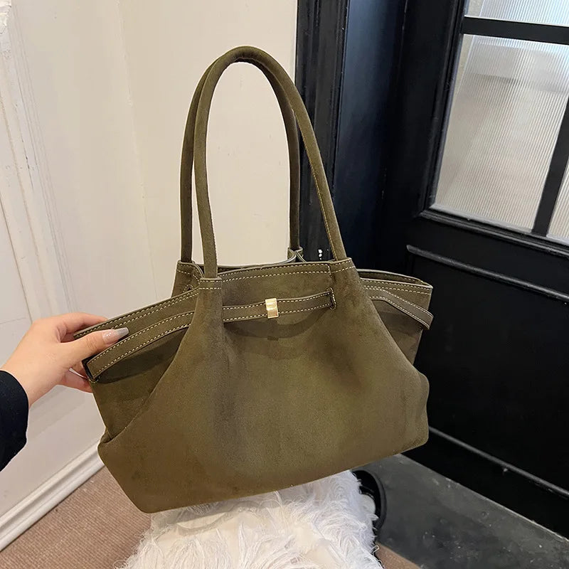 2025 New Suede Leather Underarm Shoulder Bag For Women Fashion Large Capacity Handbag Design Wedding Commuter Crossbody Tote Bag