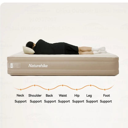 Naturehike 36cm Inflatable Mattress Air Sleeping Pad Camping 1/2/3 Person Bed Folding Travel Thicken Built-in Pump PVC Mat