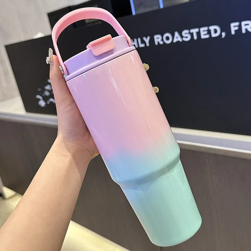 Hot Sale Large Capacity Vacuum Thickened Progressive Color Cup Stainless Steel Thermos Cup Water Cup Portable Accompanying