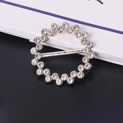 Round Brooches Pearl Rhinestone Brooch Women's Elegant Clothing Shawl Scarf Buckle Pins Jewelry T-shirt Corner Knotted Buckles