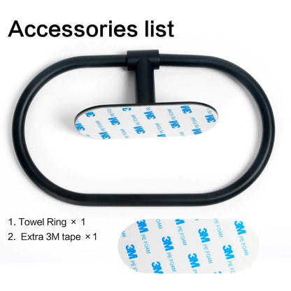 Stainless Steel Towel Holder Self-adhesive Bathroom Towels Rack Black Washhand Hanger Ring Rail Bar Kitchen Storage Accessories