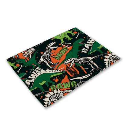 Cute Cartoon Dinosaur Place Mats mats For Children Kids Fabric Coaster Table Decoration Mat Kitchen Dining   Pads