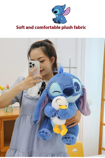 30/45cm Kawaii Plush Stitch Cartoon Hugs Donald Duck Stuffed Doll Children To Appease Sleeping Cartoon Collection Holiday Gifts